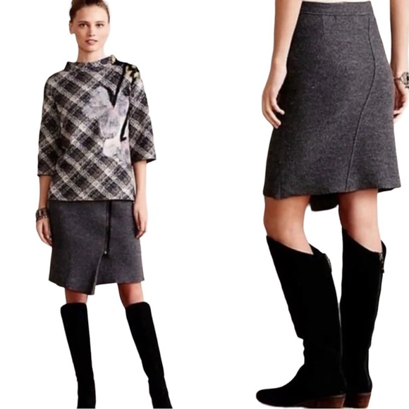 Anthropologie Sparrow Wool Zipper Skirt Gray - Picture 1 of 7